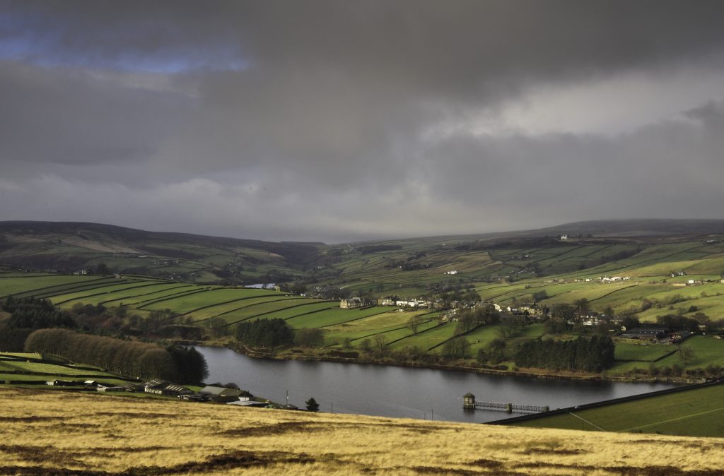 Brontë Country: looking down on Lower Laithe Reservoir from Penistone Hill